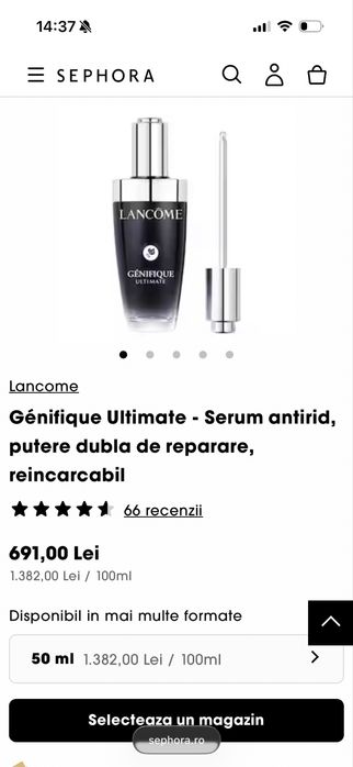 LANCOME Génifique Ultimate - Serum antirid, putere dubla de reparare, reincarcabil, 50ml, nou, 100% original cu factura!!!
