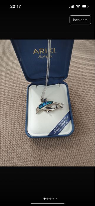 Pandantiv paladiu mama si pui delfin, Paua Shell New Zeeland