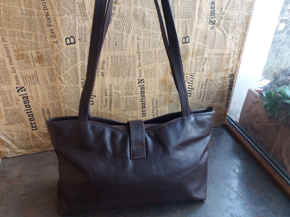 дамска чанта,кожена торба-кафява естествена кожа