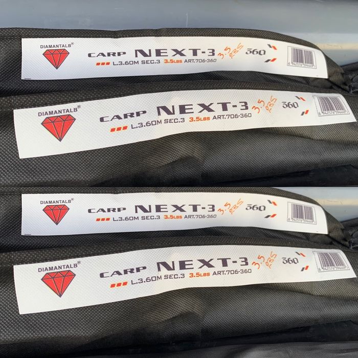 Set 4 Lansete Diamant Alb Next Carp 3.5 Lbs Marime 3,6 Metri Model Nou