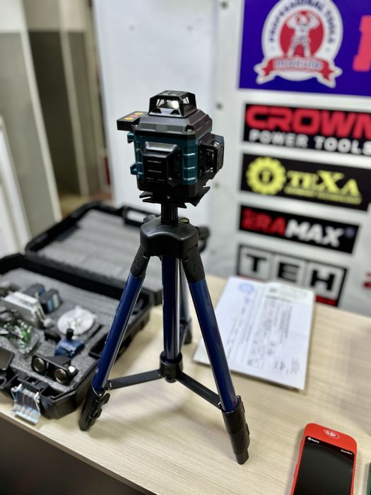 Лазерный уровень 4Д, 16 лучей, Зеленый луч.