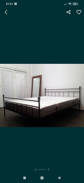 Pat metalic modern 140x200, pat fier forjat, pat dormitor, pat matrimo