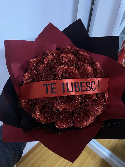 Flori de sclipici cu mesaj