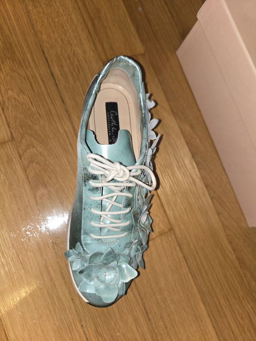 Pantofi Musette cu aplicații florale, 36-37, piele