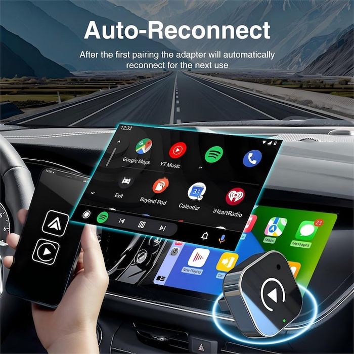 Adaptor auto Wireless CarPlay, Android/ ios  Auto, USB, Bluetooth 5.0, Negru