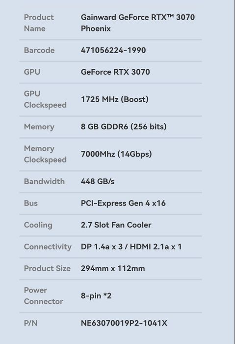 RTX 3070 Gainward Phoenix