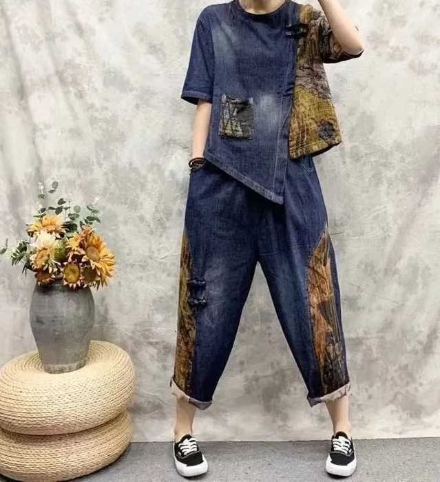 Дамски дънков сет М/Л