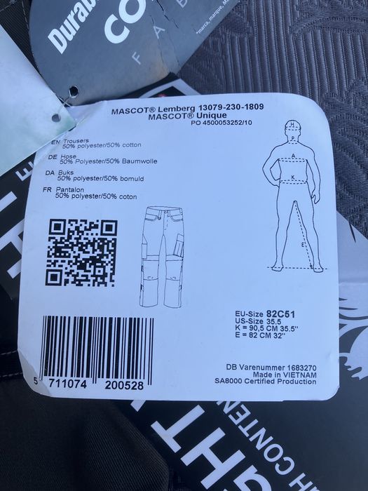 Pantaloni de lucru Mascott (mărimea 51) Noi, cu etichetă!