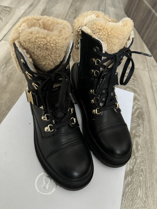 Botine din piele cu blana de iarna Bogner, negre, marimea 37
