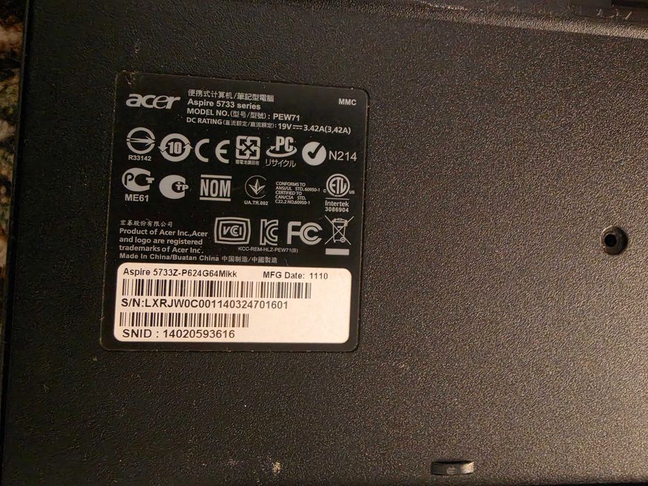 Лаптопи за части - MSI CX623 и Acer Aspire 5733