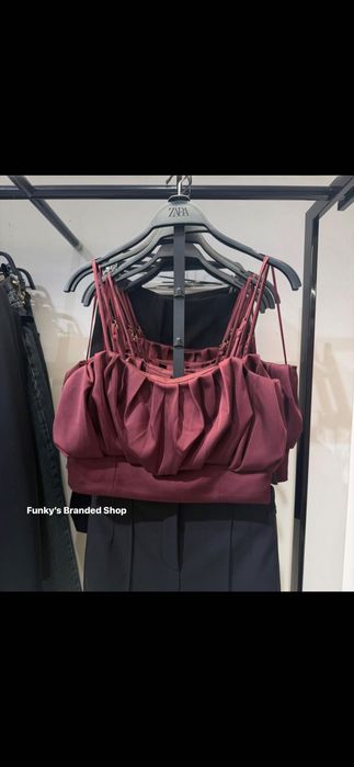 Топ Zara, цвят бордо, Хс