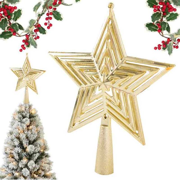 Коледна звезда за елха, златиста