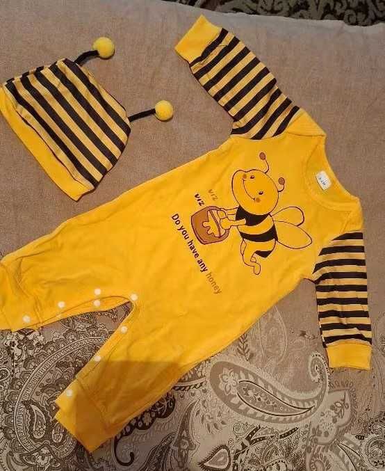 Гащеризон с дълъг ръкав и принт пчеличка