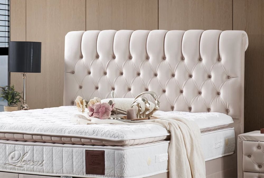 Тапицирано легло Lexus Бял Крем с луксозен матрак