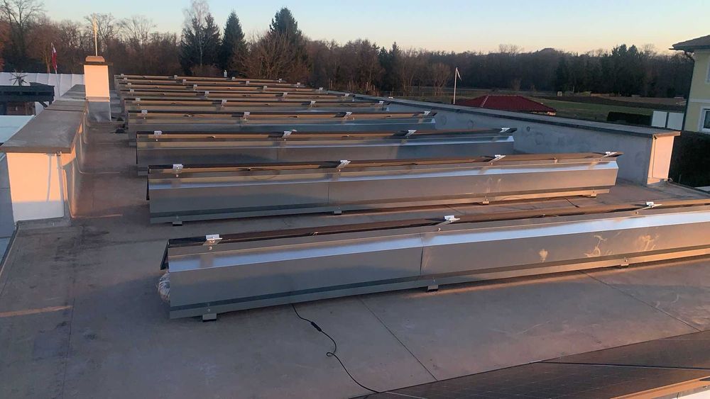 Suport alu panouri solare pe acoperiș plat / terasa– 15°/30°/ Est–Vest