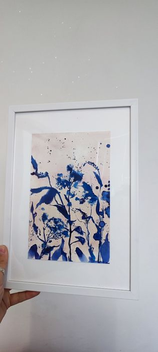 Сет 2бр. абстрактна картина брокат златна, сребро, синя лилава 22 X 30