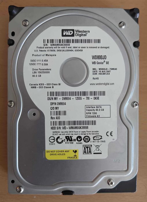 HDD Western Digital WD800JD 80GB SATA 3.5"