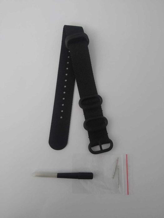 Set Curea ceas Nato Strong Militar, Gemony, 20 mm, negru
