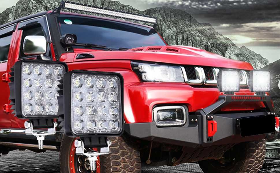 Set 2 proiectoare LED 48W Spot 12v AUTO offroad atv moto scuter 65 LEI