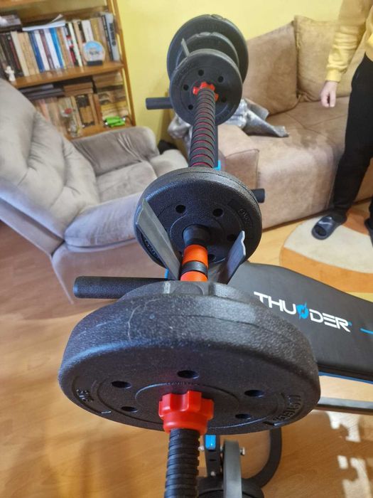 Bancă de forță multifuncțională THUNDER cu greutăți incluse