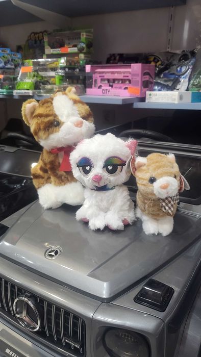 Плюшени играчки различни животни и модели легнало Коте Сиво 50см