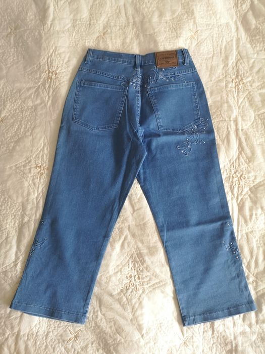 Pantaloni blugi 3/4 cu strasuri S M