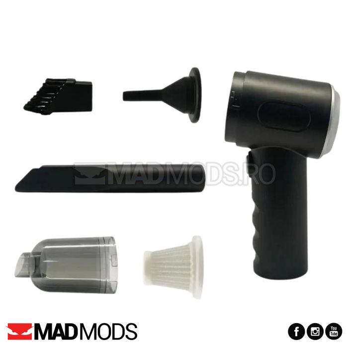Aspirator auto portabil 2in1, fara fir, cu acumulator incorporat