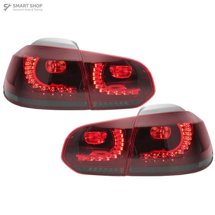 Stopuri Full LED VW Golf 6 VI (2008-2013) R20 Design Rosu Fumuriu cu S