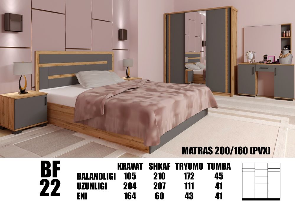 Распродажа! Новинка!!! Стильный спальный гарнитур в наличии!!! По дост