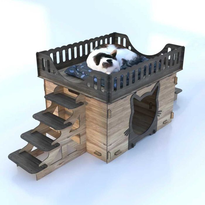 Просторна Многоетажна Къща за Котки – Стилна и Удобна!