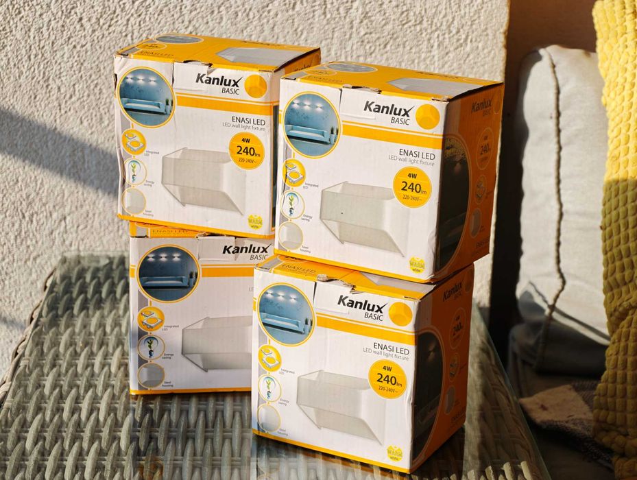 Kanlux 4 бр нови стенни аплици, бял алуминий