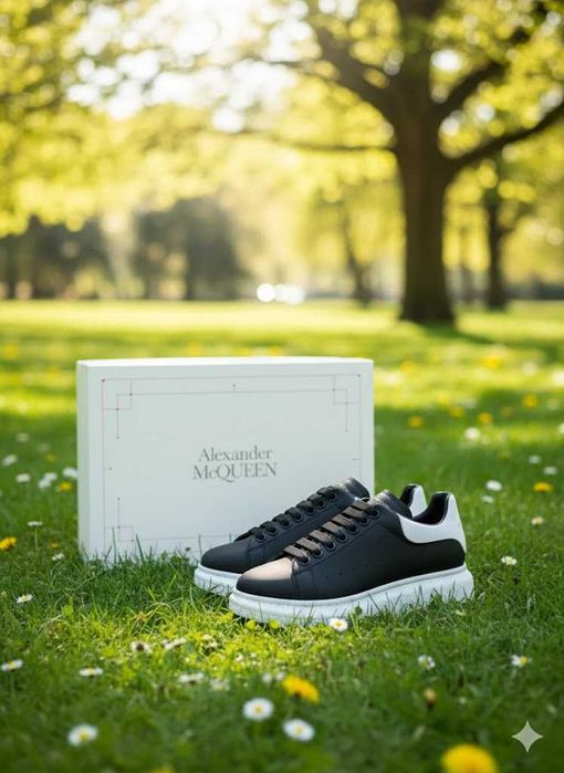Adidasi Alexander Mc Q u e e n Negru Alb - Piele - Full Box