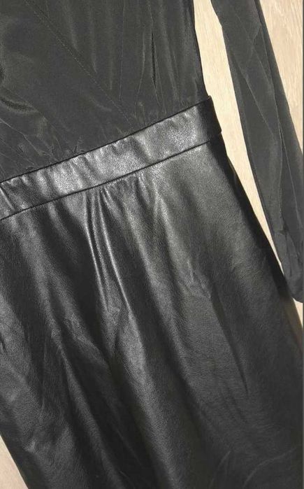 Rochie eleganta / voal & imitatie piele