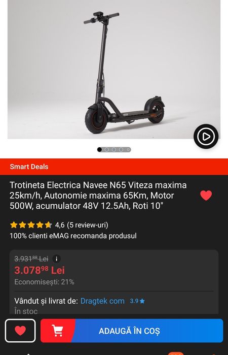 Trotineta electrica Navee n65 ca noua!