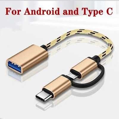 Переходник, Кабель-адаптер 2 в 1, USB 3.0 - Type-C - MicroUSB