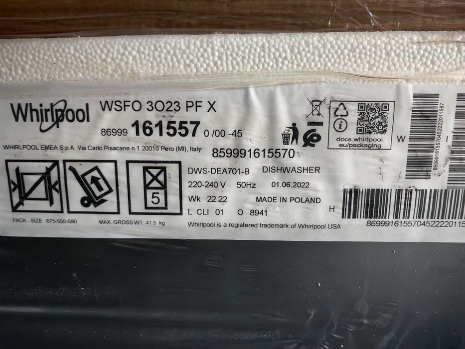Чисто нова съдомиялна Whirlpool WSFO3O23PFX