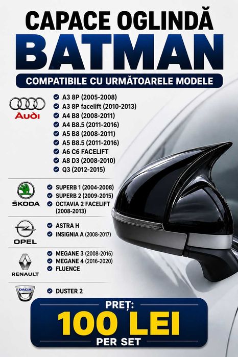 Capace oglinzi Batman Noi - STOC NOU PRET REDUS !! / Volkswagen Audi BMW Renault Skoda Opel Dacia