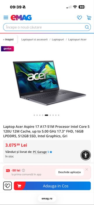 Laptop Acer Aspire a17-51M