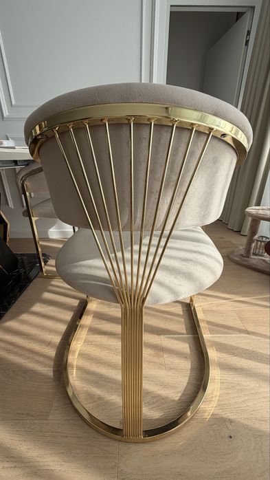 Scaun Intermobili premium, crem, catifea, 84x62x49 cm