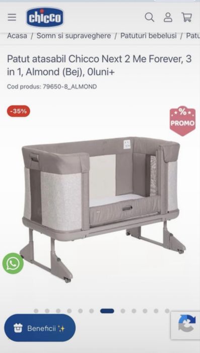 Patut Chicco Next 2 Me Forever, 3 in 1, Almond (Bej), 0luni+