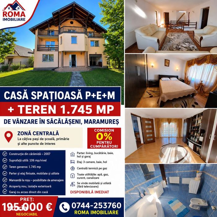 Casă cu teren 1.745mp, de vânzare în Săcălășeni, Maramureș
