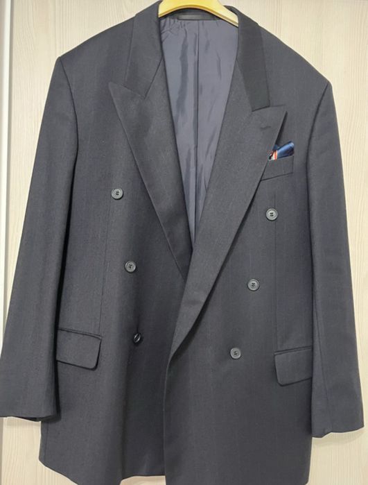 Sacou elegant bleumarin doua randuri de nasturi 100% lână