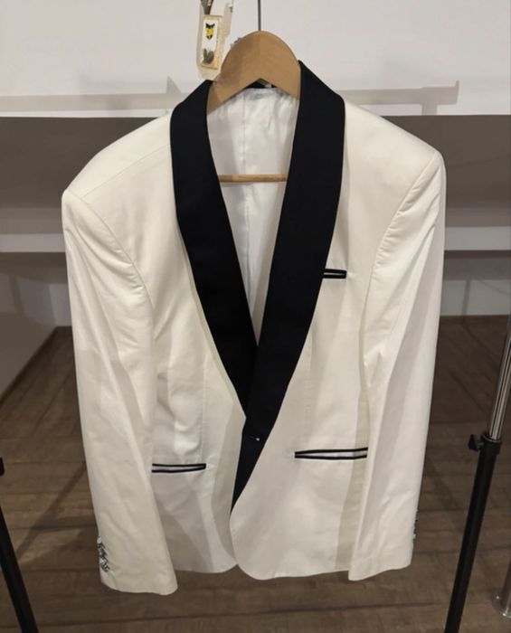 Sacou alb de vara smart casual