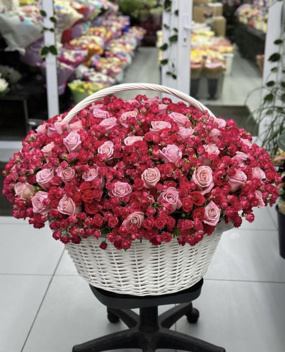 Куст хризантемы, куст розы, пионы, тюльпаны