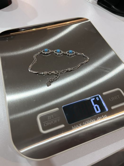 Серебрянный Браслет с синими камнями