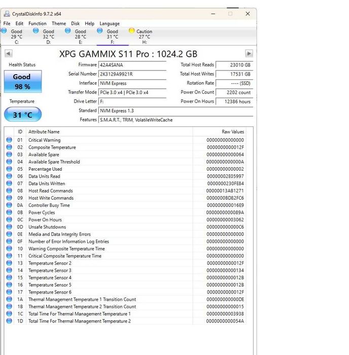 SSD ADATA XPG Gammix S11 Pro 1TB