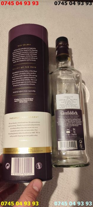 ambalaj cutie si sticla goala 15 ANI Glenfiddich