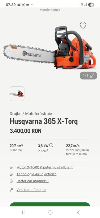Drujbă originală Husqvarna 365 xtorq,nouă ,neporbită