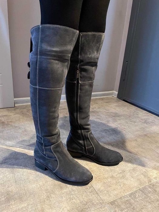 Зимни ботуши от естествена кожа над коляното