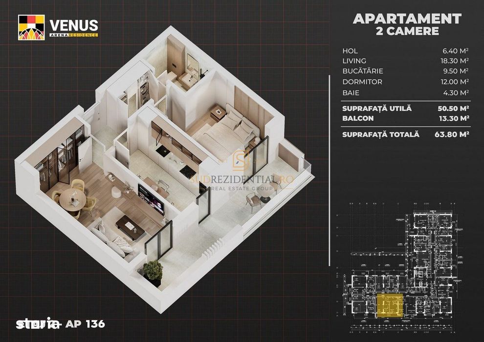 Nou! Apartament decomandat, 2 camere, balcon 13mp - Aparatorii Patriei